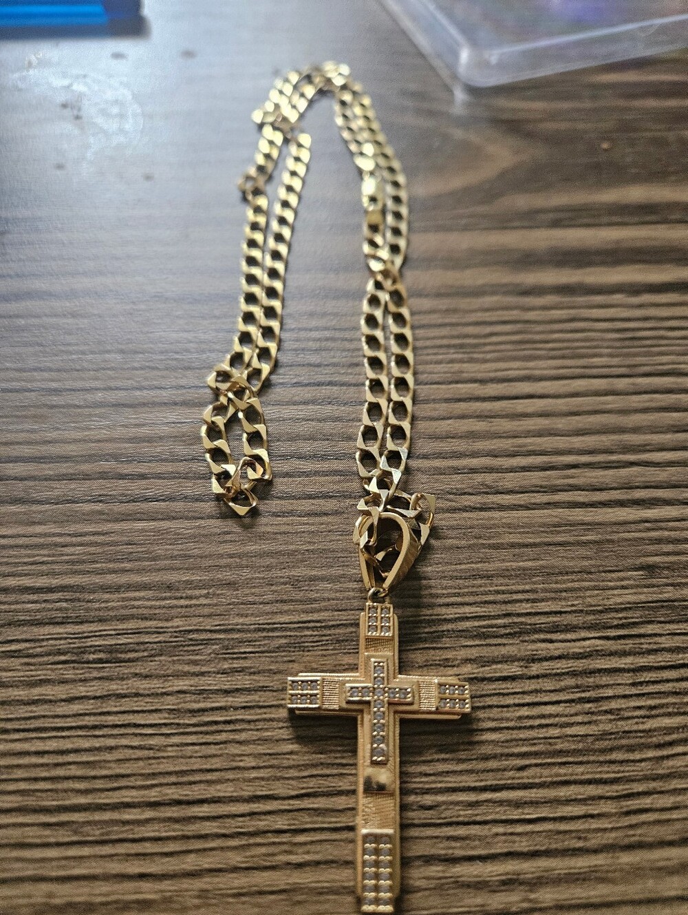 10k Mens Cross Pendant Necklace - Gold